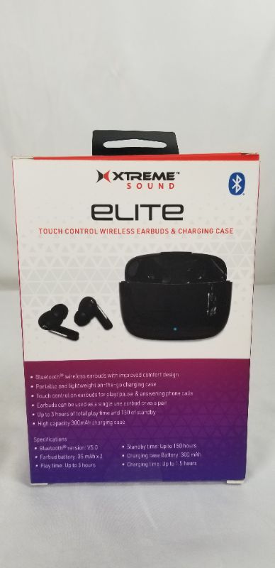 Photo 1 of BLACK ELITE TOUCH CONTROL WIRELESS EARBUDS AND CHARGING CASE NEW 