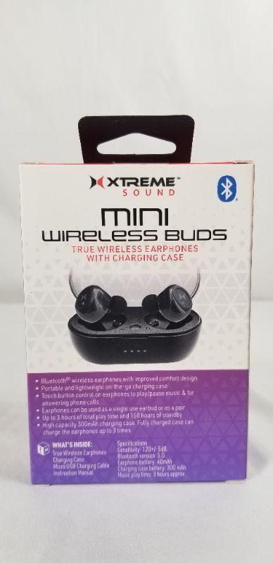 Photo 2 of BLACK MINI  TRUE WIRELESS EARBUDS WITH CHARGING CASE NEW 