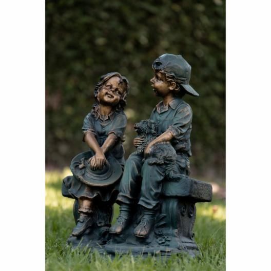 Photo 6 of GIRL AND BOY SITTING ON A BEANCH WITH A PUPPY STAUTE NEW