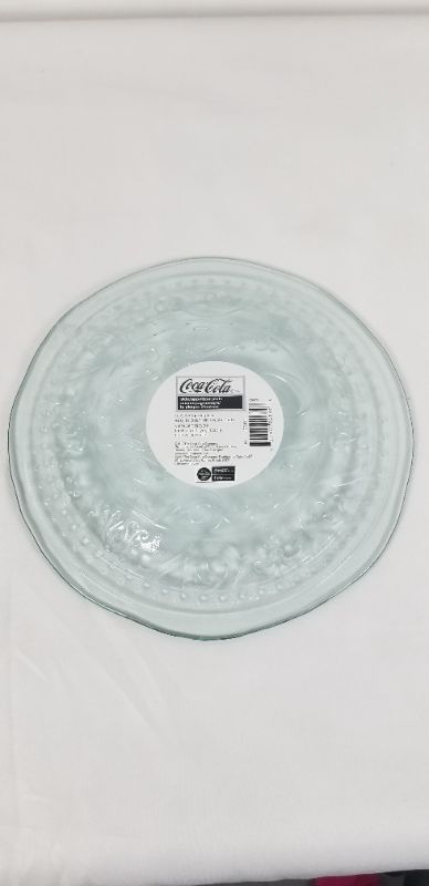 Photo 2 of COCA COLA SIDE APPETIZER PLATE GREEN TINT RECYCLED GLASS 7.7D X .05H INCHES NEW 