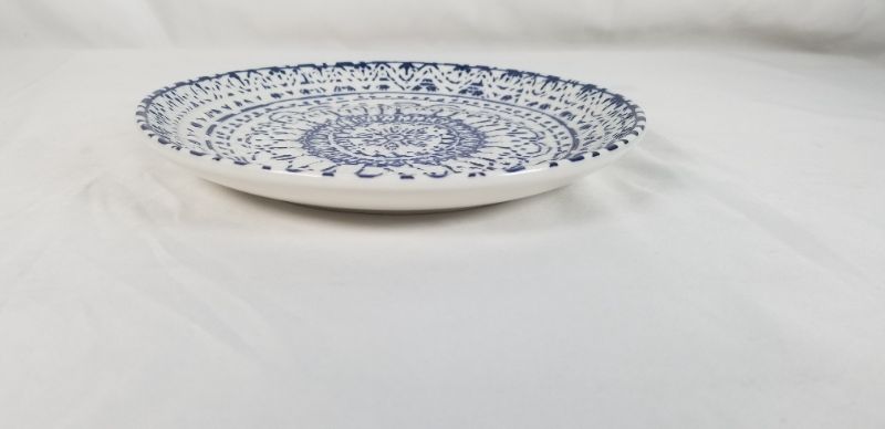 Photo 3 of CERAMIC DEBOSSED SALAD PLATE INKWELL COLLECTION WHITE/BLUE 7.75D INCHES NEW