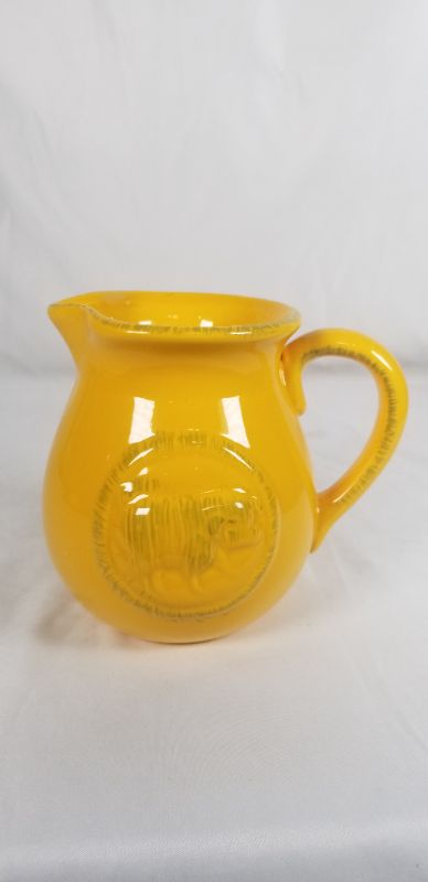 Photo 1 of CERAMIC MEDA PIG YELLOW PITCHER NEW