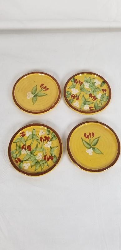 Photo 2 of 4 PC FLORAL YELLOW CERAMIC COASTER ARTLAND MARGAUX COLLECTION NEW