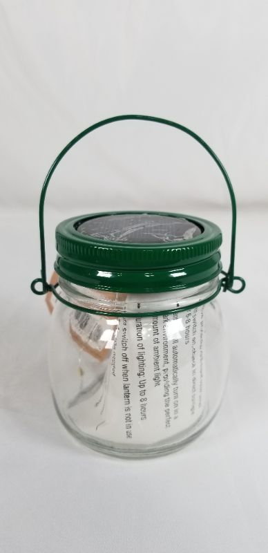 Photo 2 of GREEN LED SOLAR LANTERN GLASS/METAL/PLASTIC 2.75DX 3.625H INCHES NEW