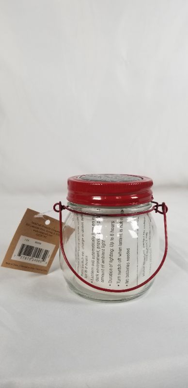 Photo 2 of RED LED SOLAR LANTERN GLASS/METAL/PLASTIC 2.75DX 3.625H INCHES NEW