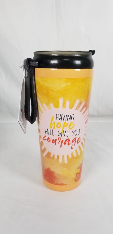 Photo 2 of 17 OZ STAINLESS STEEL TRAVEL CUP HAVING HOPE WILL GIVE YOU COURAGE NEW