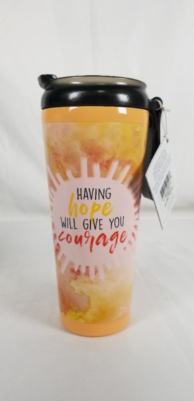 Photo 1 of 17 OZ STAINLESS STEEL TRAVEL CUP HAVING HOPE WILL GIVE YOU COURAGE NEW