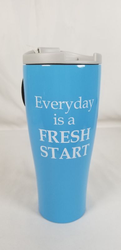Photo 1 of BLUE 17 OZ DOUBLE WALL STAINLESS STEEL CUP EVERYDAY IS A FREASH START NEW