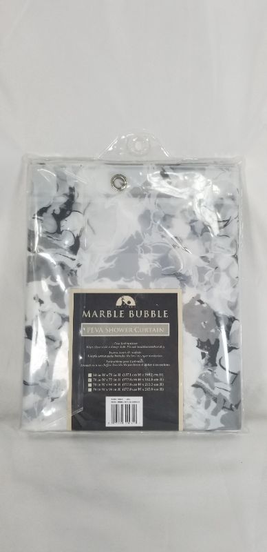 Photo 2 of MARBLE BUBBLE GRAY PEVA SHOWER CURTAIN NEW