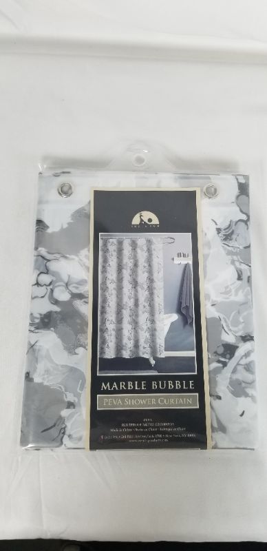 Photo 3 of MARBLE BUBBLE GRAY PEVA SHOWER CURTAIN NEW