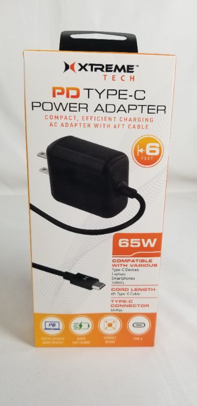 Photo 1 of PD TYPE C POWER ADAPTER  COMPACT EFFICIENT CHARGING AC ADAPTER WITH 6FT CABLE NEW