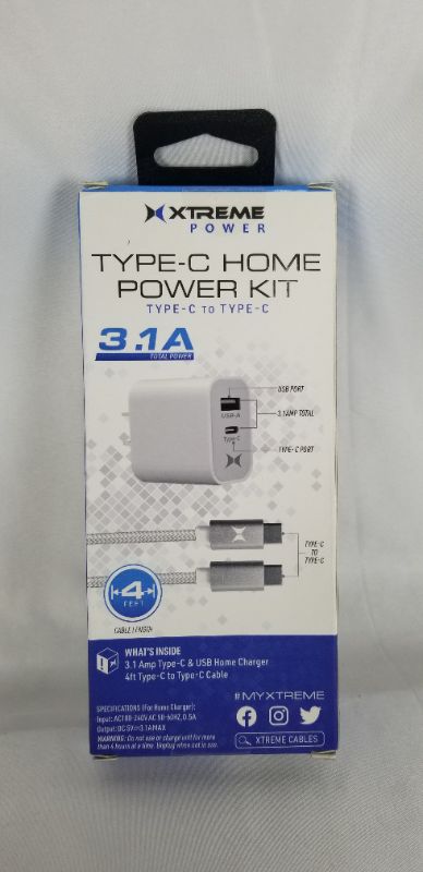 Photo 2 of TYPE C HOME POWER KIT TYPE C TO TYPE C 3.1A TOTAL POWER 4FEET CABLE LENTH NEW