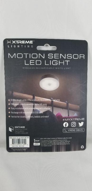 Photo 2 of WHITE MOTION SENSOR LED LIGHT WIRELESS RECHARGEABLE NEW 