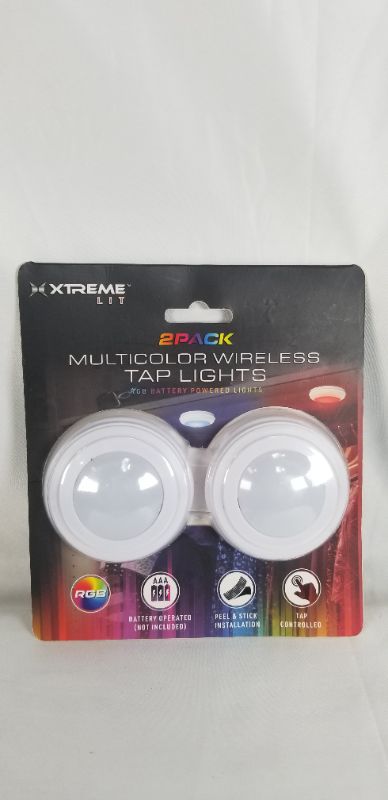 Photo 1 of MULTI COLOR WIRELESS TAP LIGHTS  2 PACK RBG BATTERY POWER LIGHTS NEW 