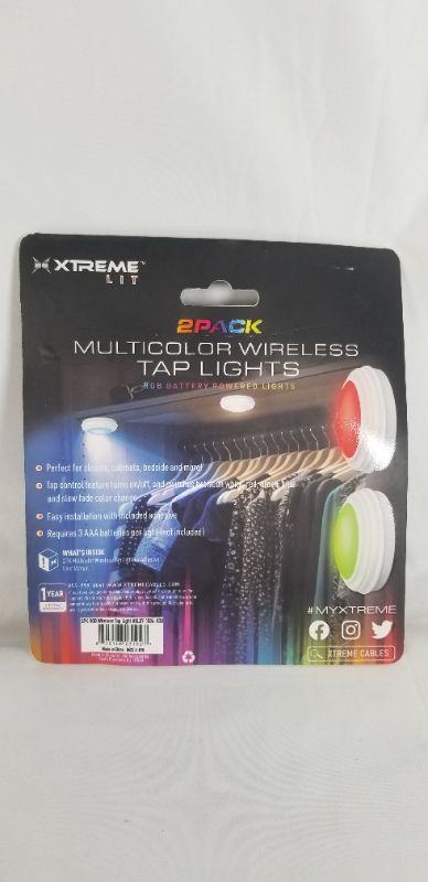 Photo 2 of MULTI COLOR WIRELESS TAP LIGHTS  2 PACK RBG BATTERY POWER LIGHTS NEW 