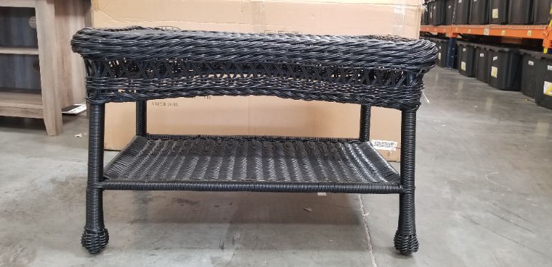 Photo 4 of BLACK WICKER COFFEE TABLE 30L X 17 1/2W X 18 1/2H INCHES NEW