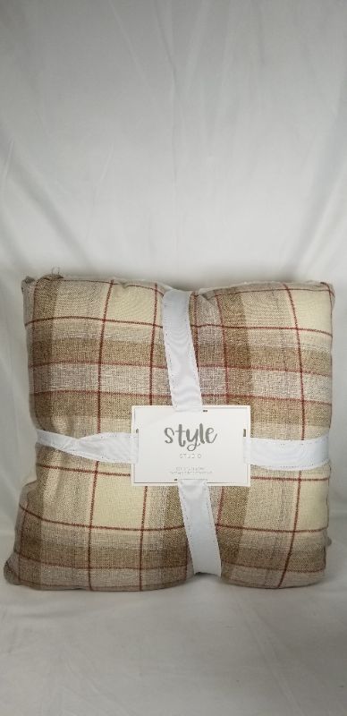 Photo 1 of 2 PC TAN PLAID PILLOW SET 20 X 20 INCHES NEW