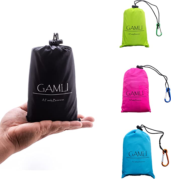 Photo 1 of GAMLI COMPACT POCKET BLANKET SANDPROOF WATERPROOF PUNCTURE RESISTANT SECURE POCKET WITH ZIPPER CAMPING BEACH FESTIVAL FITS 4 PEOPLE 55 X 60 BLACK COLOR NEW 