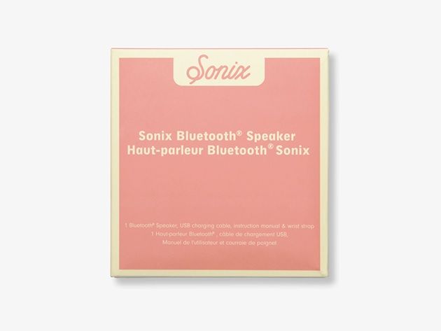 Photo 2 of SONIX BLUETOOTH SPEAKER COLOR: PEACH FUNCTIONS: BLUETOOTH 5.0 BLUETOOTH RANGE: 33FT (10M) OUTPUT POWER: 3W PLAY TIME: UP TO 2 HOURS CHARGING TIME: WITHIN 2.5 HOURS COMPACT & PORTABLE  DIMENSIONS: 1.8"H X 4.3"L X 4"W NEW