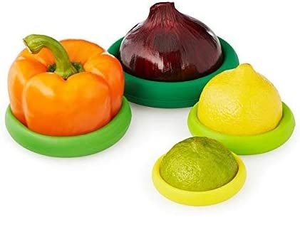 Photo 2 of SILICONE FOOD HUGGER FOR CUT FRUITS AND VEGETABLES, SET OF 4, ASSORTED NEW