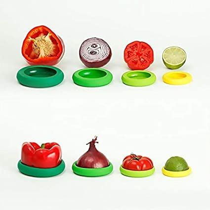 Photo 1 of SILICONE FOOD HUGGER FOR CUT FRUITS AND VEGETABLES, SET OF 4, ASSORTED NEW