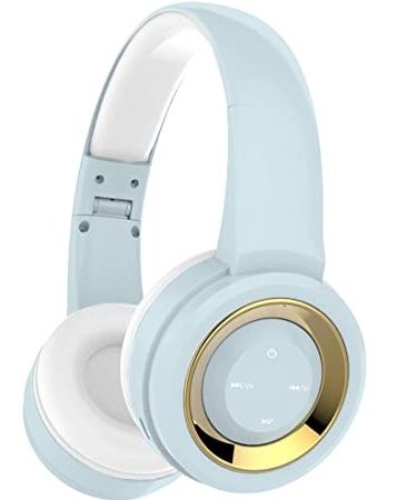 Photo 1 of METALLIX LYRIX WIRELESS BLUETOOTH VOLUME CONTROL OVER THE EAR COMFORT PADDED STEREO FOLDABLE HEADPHONES COLOR BABY BLUE AND GOLD NEW