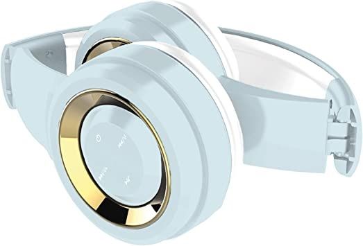 Photo 3 of METALLIX LYRIX WIRELESS BLUETOOTH VOLUME CONTROL OVER THE EAR COMFORT PADDED STEREO FOLDABLE HEADPHONES COLOR BABY BLUE AND GOLD NEW
