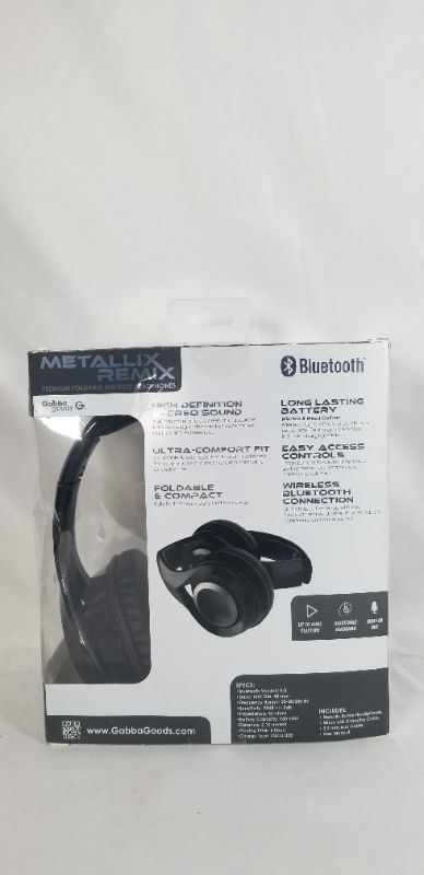 Photo 3 of METALLIC REMIX FOLDABLE BLUETOOTH HEADPHONES COLOR BLACK AND SILVER NEW