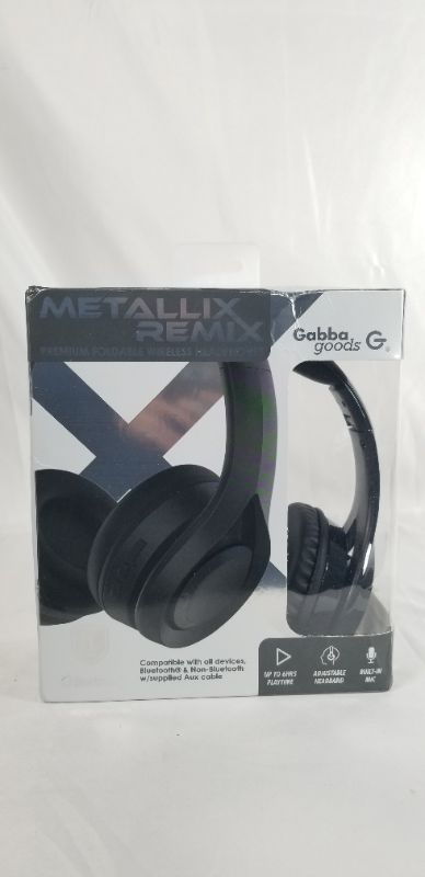 Photo 2 of METALLIC REMIX FOLDABLE BLUETOOTH HEADPHONES COLOR BLACK AND SILVER NEW