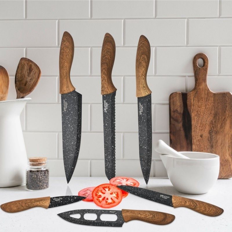 Photo 2 of GOURMET EDGE 6-PIECE NUTRI BLADE KNIFE SET WITH WOODEN HANDLE NEW
