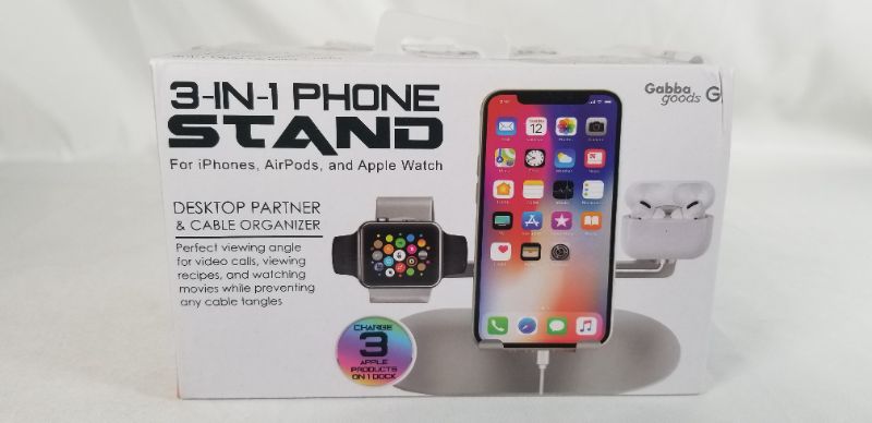 Photo 1 of 3 IN 1 PHONE STAND COMPATIBLE FOR IPHONES AIRPODS AND APPLE WATCH NEW
