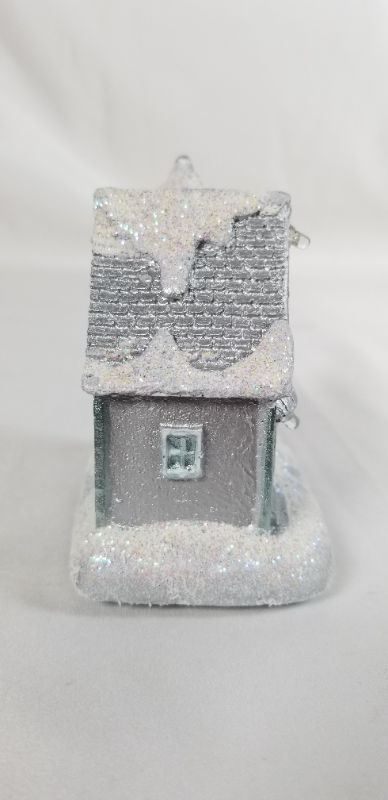 Photo 4 of MINI SILVER HOUSE CHRISTMAS DECOR WITH LED LIGHTS RESIN 3 X 2 X 3H INCHES NEW 