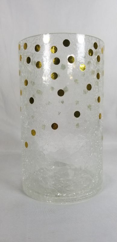 Photo 3 of MEDIUM CRACKLE GLASS VASE WITH GOLD DOTS NEW