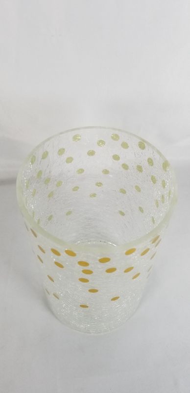 Photo 2 of MEDIUM CRACKLE GLASS VASE WITH GOLD DOTS NEW