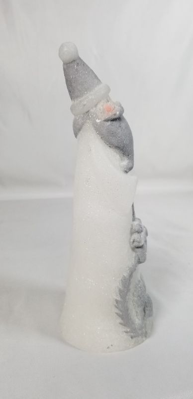 Photo 4 of LIGHT GRAY AND WHITE GLITTER WAX SANTA  7H INCHES FIGURE