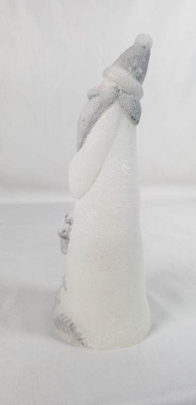 Photo 3 of LIGHT GRAY AND WHITE GLITTER WAX SANTA  7H INCHES FIGURE