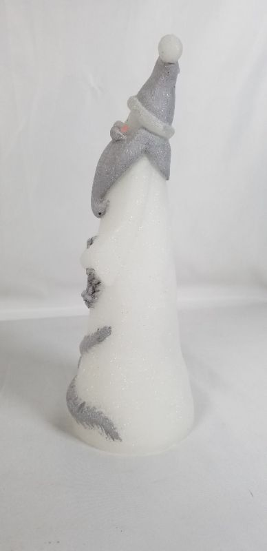 Photo 3 of LIGHT GRAY AND WHITE GLITTER WAX SANTA  10H INCHES FIGURE NEW