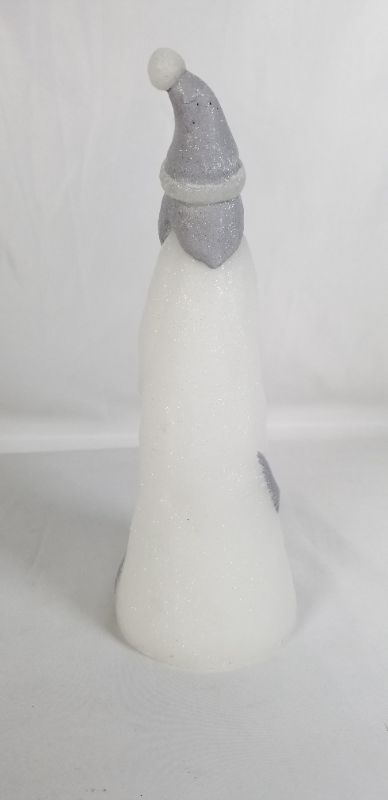 Photo 2 of LIGHT GRAY AND WHITE GLITTER WAX SANTA  10H INCHES FIGURE NEW