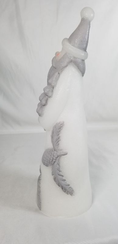 Photo 3 of LIGHT GRAY AND WHITE GLITTER WAX SANTA  12.5 H INCHES FIGURE NEW