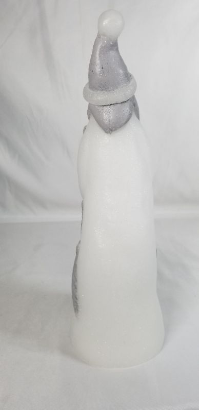 Photo 2 of LIGHT GRAY AND WHITE GLITTER WAX SANTA  12.5 H INCHES FIGURE NEW