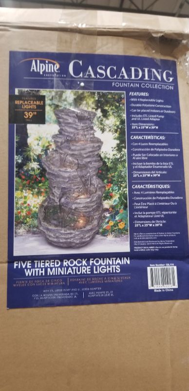 Photo 6 of FIVE TIERED ROCK FOINTAIN WITH REPLACEABLE LIGHTS 25 X 25 X39H INCHES NEW