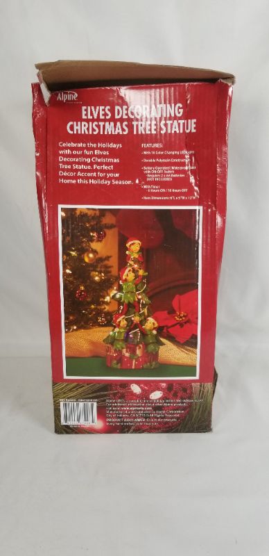 Photo 8 of ELVES DECORATING CHRISTMAS TREE STATUE WITH LED COLOR CHANGING LIGHTS  6 X 12H INCHES NEW