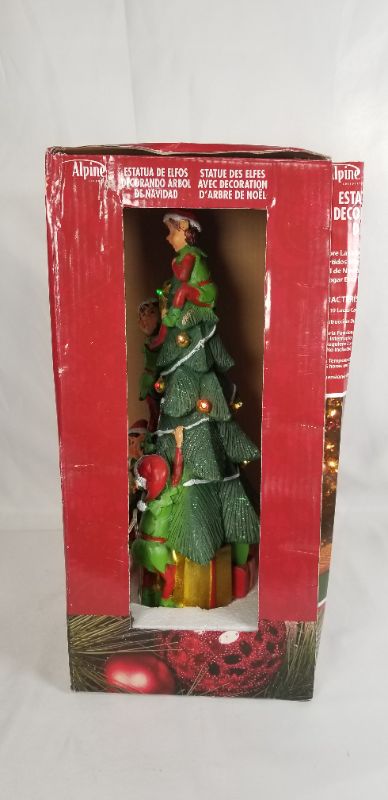 Photo 6 of ELVES DECORATING CHRISTMAS TREE STATUE WITH LED COLOR CHANGING LIGHTS  6 X 12H INCHES NEW