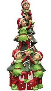 Photo 3 of ELVES DECORATING CHRISTMAS TREE STATUE WITH LED COLOR CHANGING LIGHTS  6 X 12H INCHES NEW