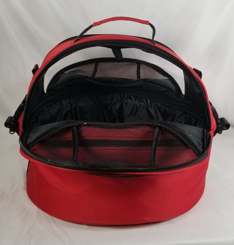 Photo 4 of RED PET CARRIER WITH BED BOTH SIDE AND TOP OPENS USED 