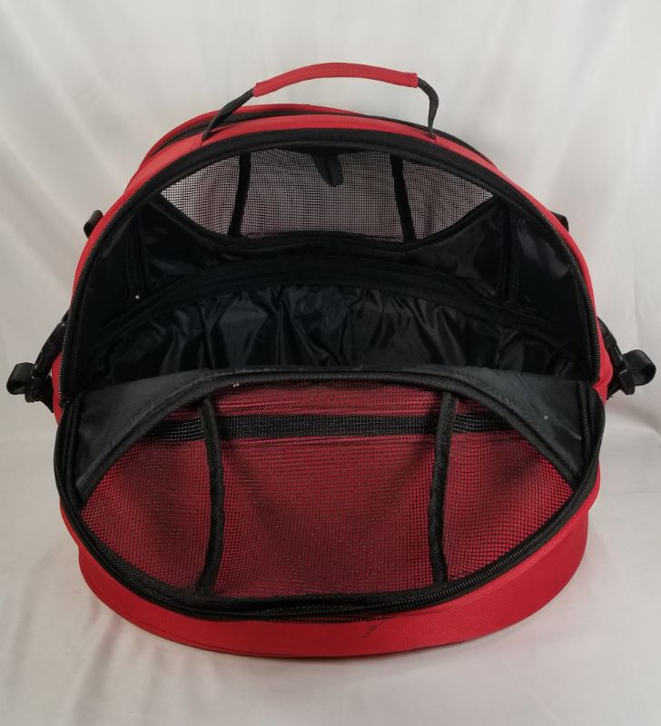 Photo 6 of RED PET CARRIER WITH BED BOTH SIDE AND TOP OPENS USED 