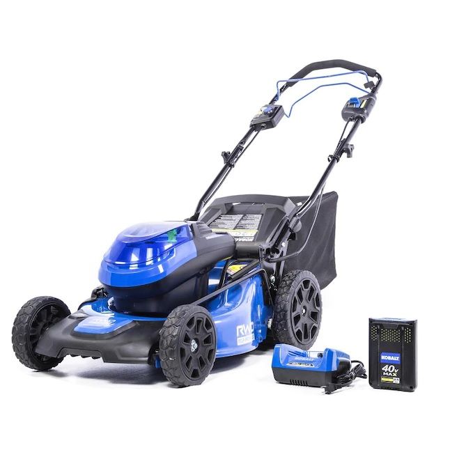 Photo 1 of KOBALT BRUSHLESS 40V MAX MOWER INCLUDES 40V BATTERY AND CHARGER MODEL KMP 5040-06 USED