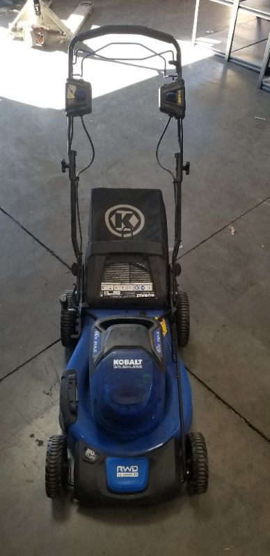 Photo 8 of KOBALT BRUSHLESS 40V MAX MOWER INCLUDES 40V BATTERY AND CHARGER MODEL KMP 5040-06 USED