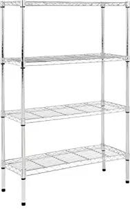 Photo 1 of METAL SILVER 4 TIERED STORAGE SHELF HEAVY DUTY 72 X 35.5 X 17 INCHES USED 