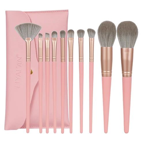 Photo 1 of 10 PCS MAKEUP BRUSHES MADE WITH SOFT AND DENSE SYNTHETIC FIBERS PROVIDING A HIGH-DEFINITION FINISH WITH LIQUID, POWDERS, OR CREAM WITHOUT ANY ABSORPTION OF PRODUCT OR SHEDDING NEW